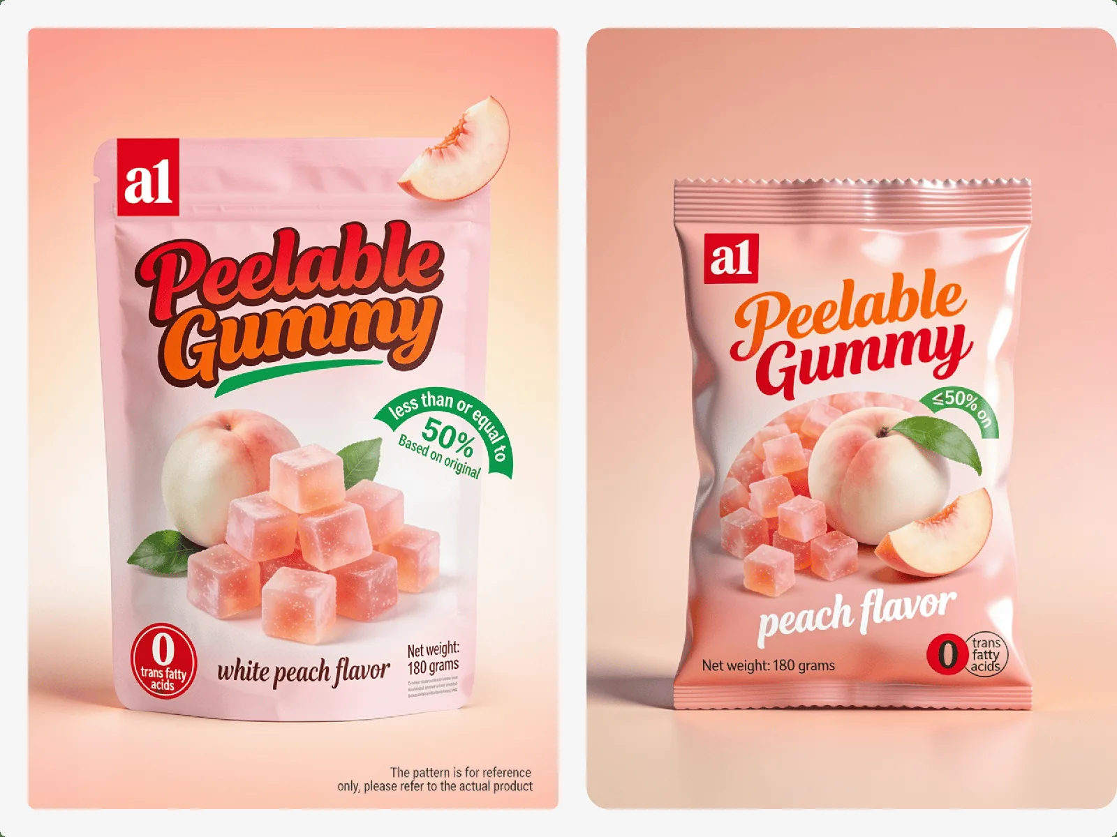 a1 Peelable Gummy بنكهة الخوخ الأبيض — طبعات الطباعة معالم أساسية في الطلب الأول
