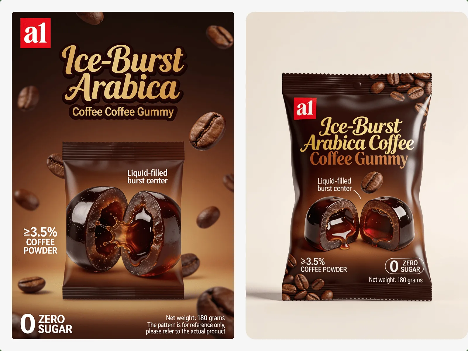 عبوة تصدير حلوى a1 Ice-Burst Arabica Coffee بدون سكر